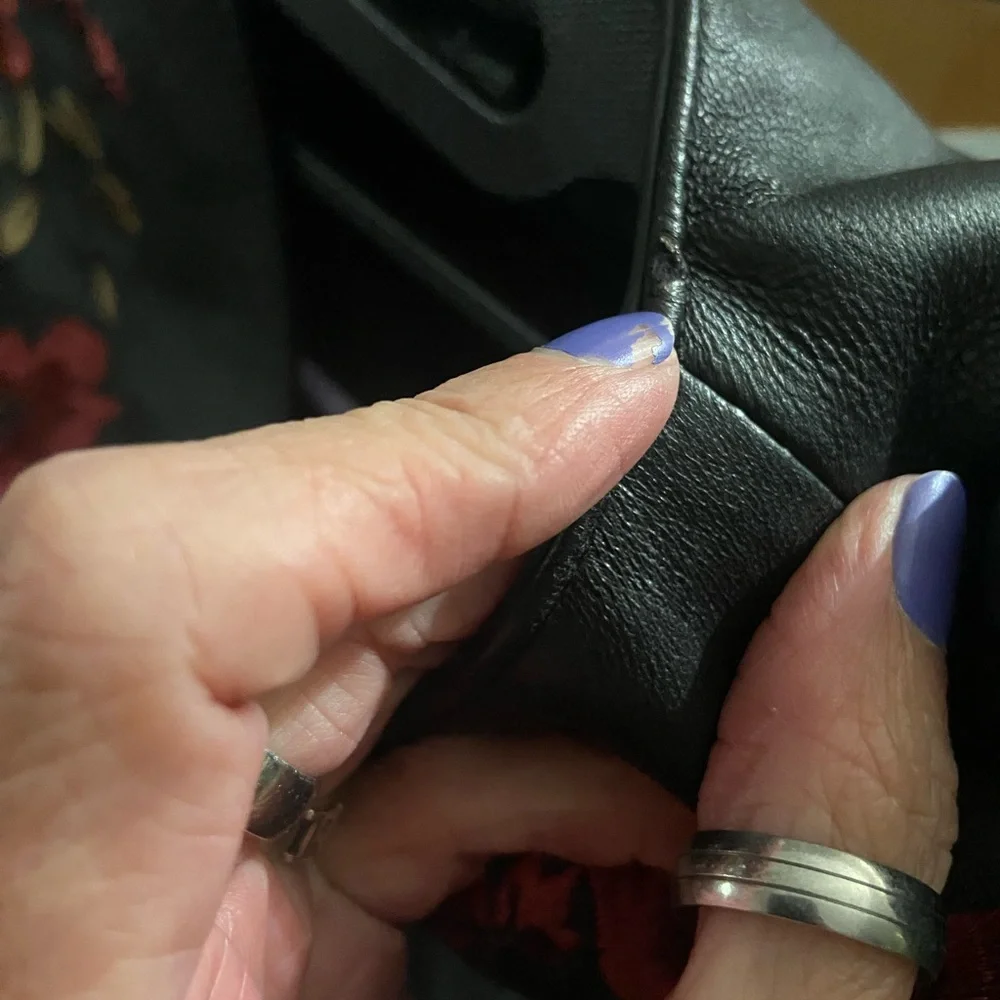 BELLE SPORT Womens Black Leather Jacket Blazer Floral Embroidery Throughout S - Picture 14 of 17